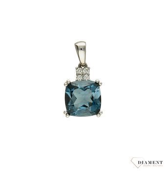 Złota zawieszka  DIAMENT 585 diament, topaz London Blue ZP 11464 LBT.jpg